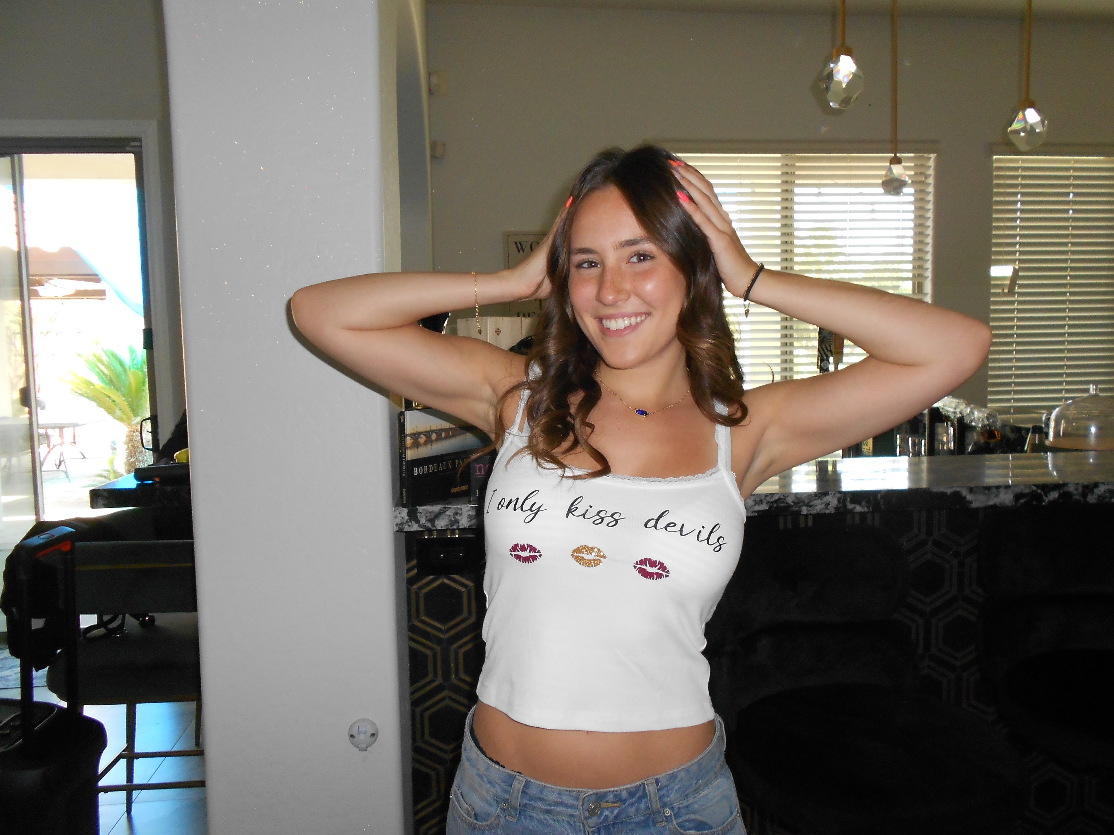 "I Only Kiss Devils" White Tank-Top