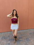 "I Only Kiss Devils" Maroon Tube-Top